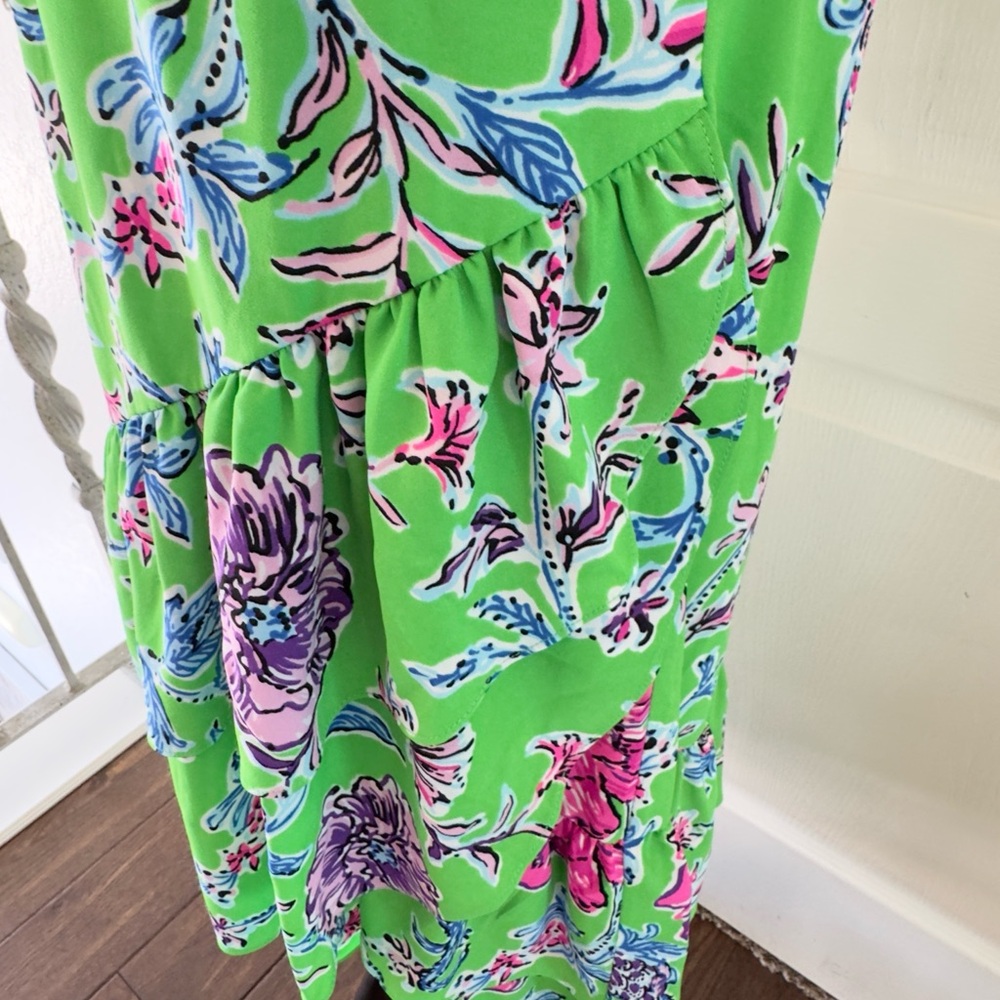 Lilly Pulitzer Cristiana Stretch Midi Dress Gecko Green Brewsters Blooms Sz 00 - Picture 13 of 16